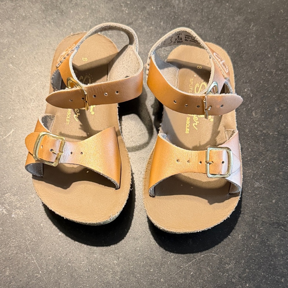 Classic Gold Metallic Salt Water By Hoy Kids  Leather Buckle Sandals